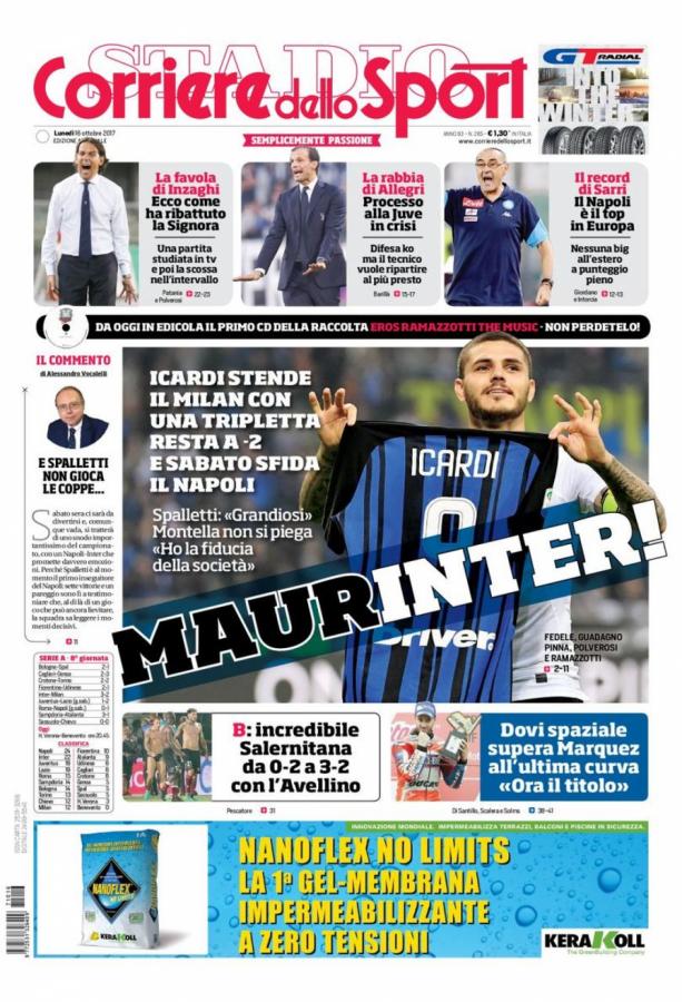 Imagen La tapa de Corriere dello Sport.