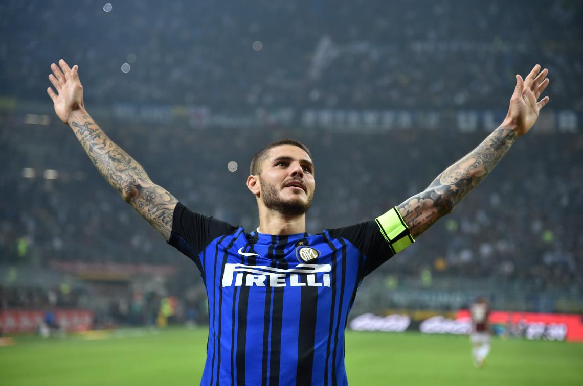 Imagen Icardi, festejando uno de sus goles contra el Milan.