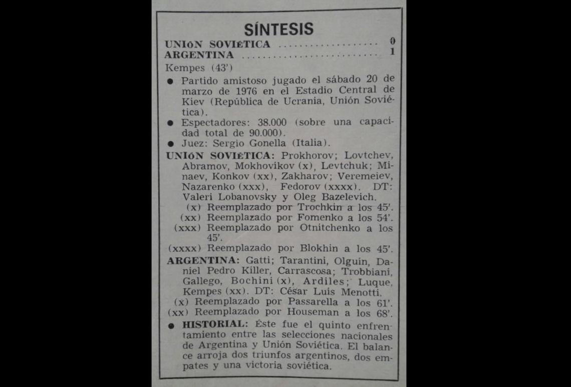 Imagen Ficha del partido publicada en El Gráfico.