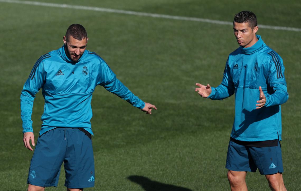 Imagen Benzema y Cristiano, juntos en una práctica.