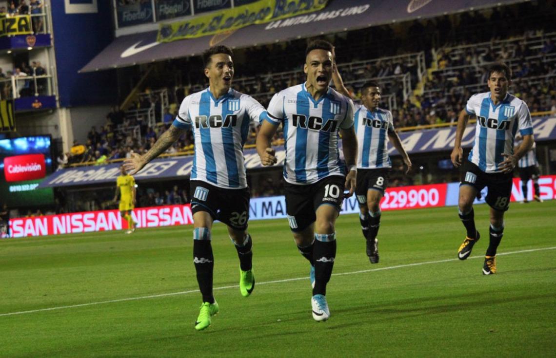 Imagen Lautaro, festejando su gol en la Bombonera.
