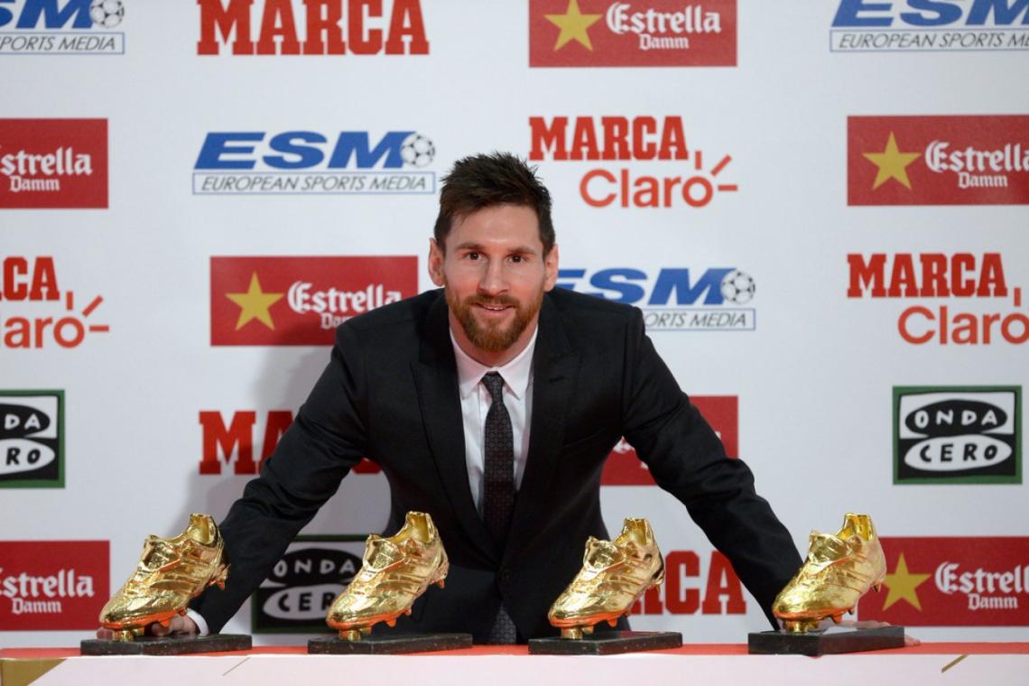 Imagen Messi y sus 4 Botas de Oro.