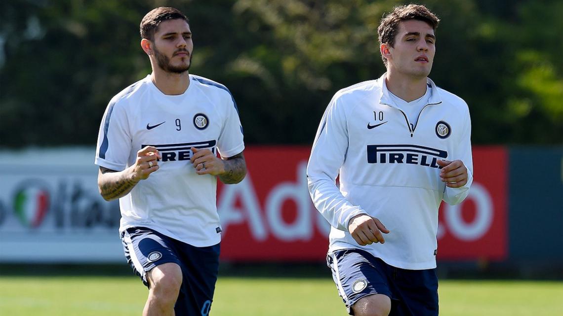 Imagen Icardi y Kovacic, juntos en una práctica del Inter.
