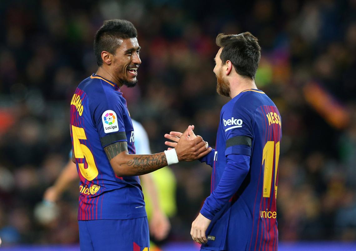 Imagen Messi y Paulinho, festejando un gol.