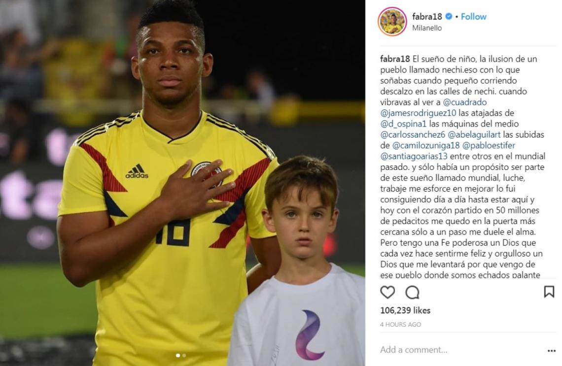 Imagen Frank Fabra expuso todos sus sentimientos en su cuenta de Instagram.