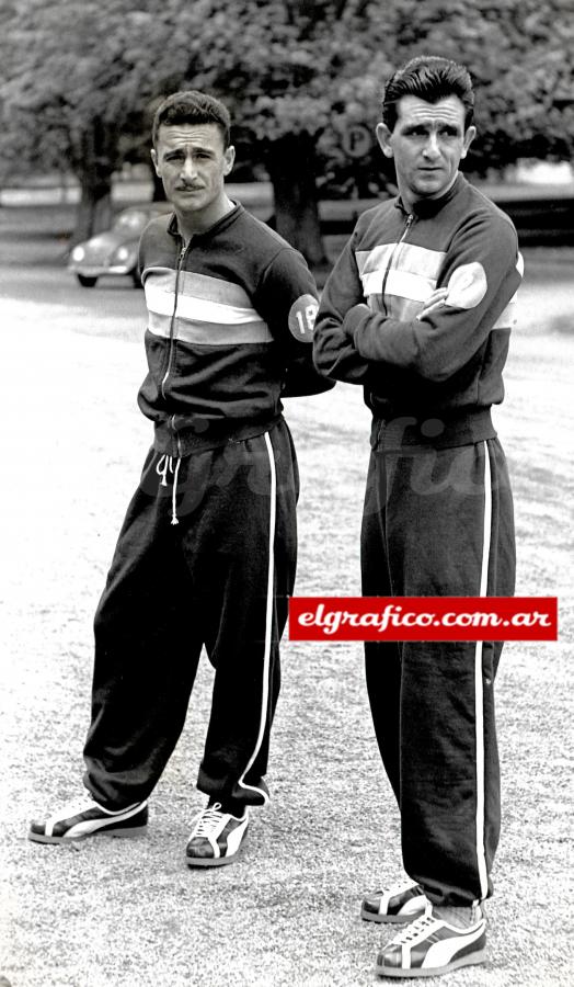 Imagen Los dos punteros derechos de la Selección Argentina en el Mundial de Suecia 1958: Norberto Boggio y Orestes Corbatta.