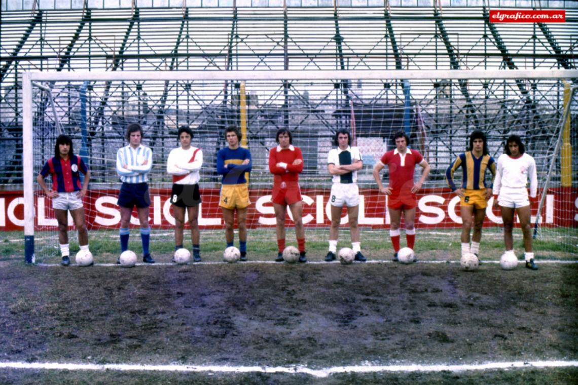 Imagen Promesas de los ’70: Ortíz, R.Domínguez, Avanzi, Tarantini, Bertoni, Mamberto, Pekerman, Aldo Rodríguez y Scalise. 