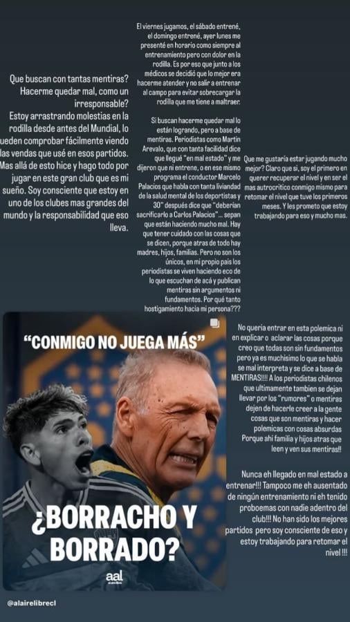 Imagen El extenso descargo de Carlos Palacios en su cuenta de Instagram.