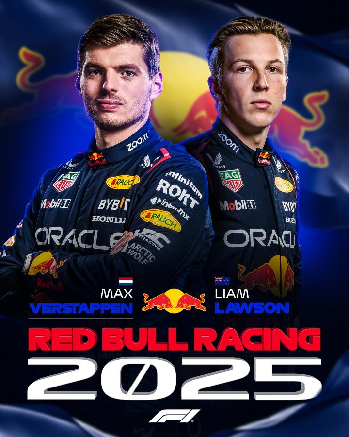 Imagen Verstappen y Lawson, la dupla titular de Red Bull para 2025.