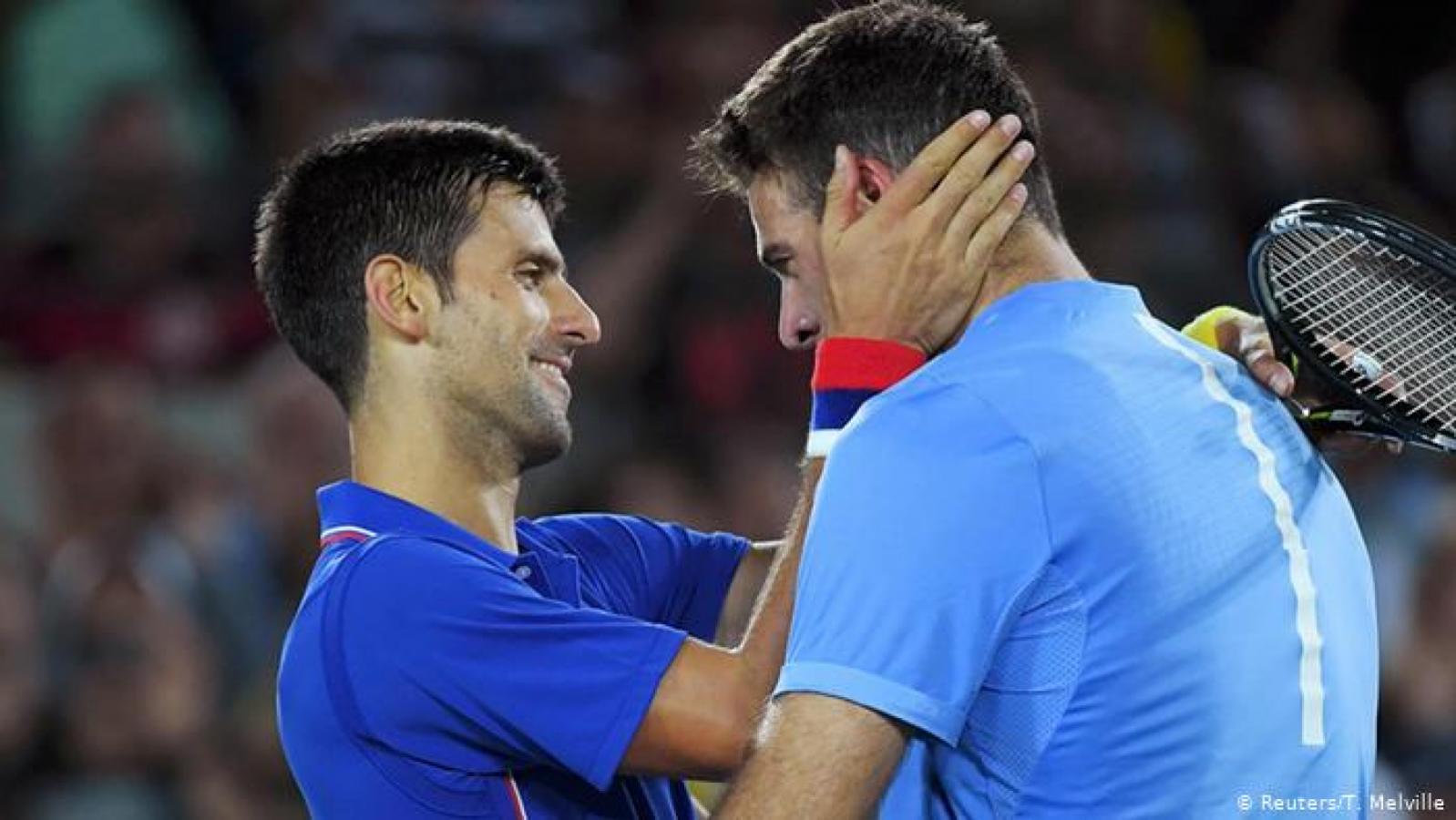 Imagen Del Potro, después de derrotar a Djokovic en el debut en Río 2016.