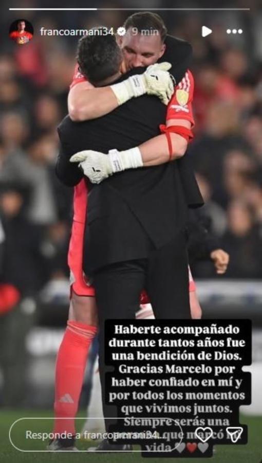 Imagen La despedida de Franco Armani para Marcelo Gallardo