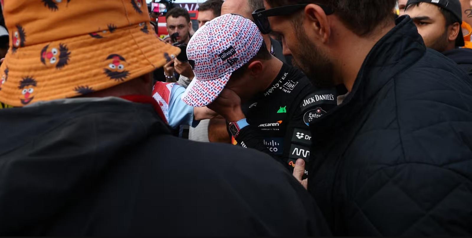 Imagen de Festejo accidentado: lesión facial para Lando Norris tras ganar en Silverstone