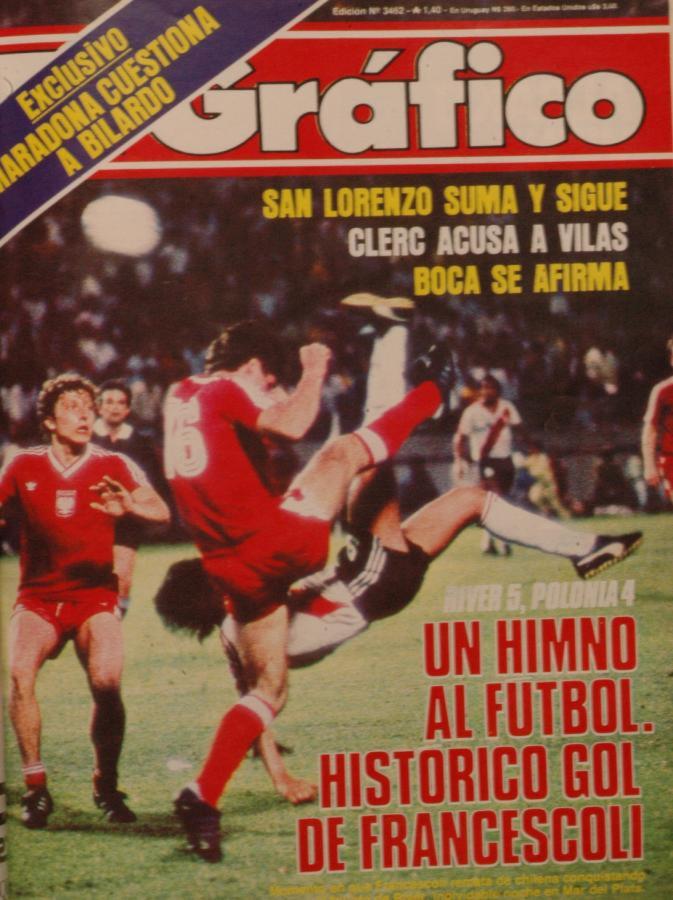 Imagen La tapa de El Gráfico con el inolvidable gol de chilena de Francescoli.