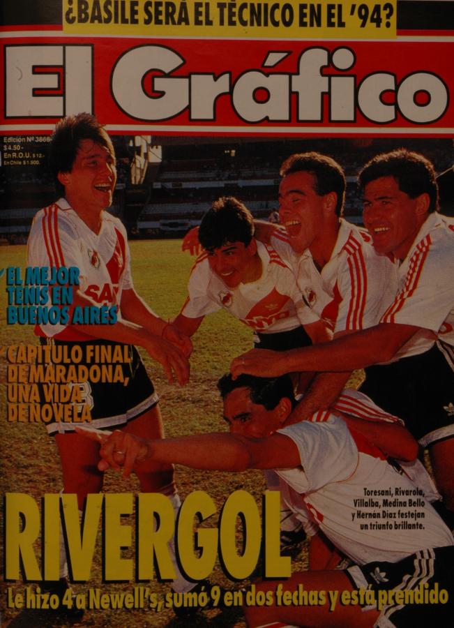 Imagen Tapa del 9.11.93. Toresani, Rivarola, Villalba, Medina Bello y Hernán Díaz. 