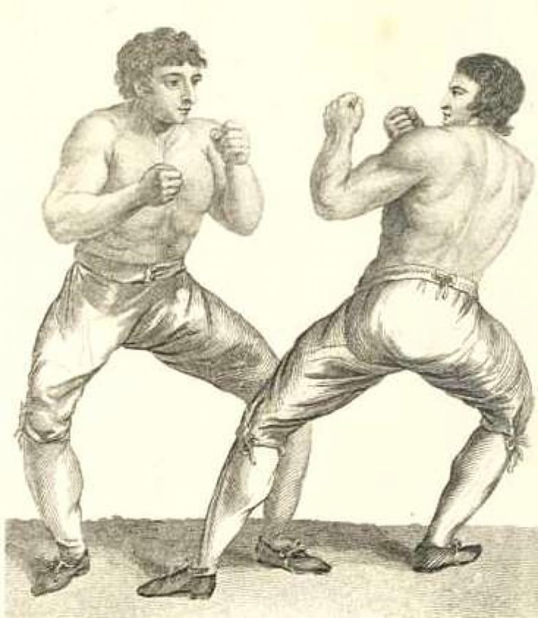 Richard Humphries (izquierda) y Daniel Mendoza (derecha) en la legendaria pelea de boxeo del 29 de septiembre de 1790.