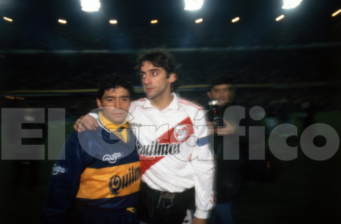 Imagen Clausura 1996: Boca 4 - River 1. Diego y Enzo, en la previa del superclásico