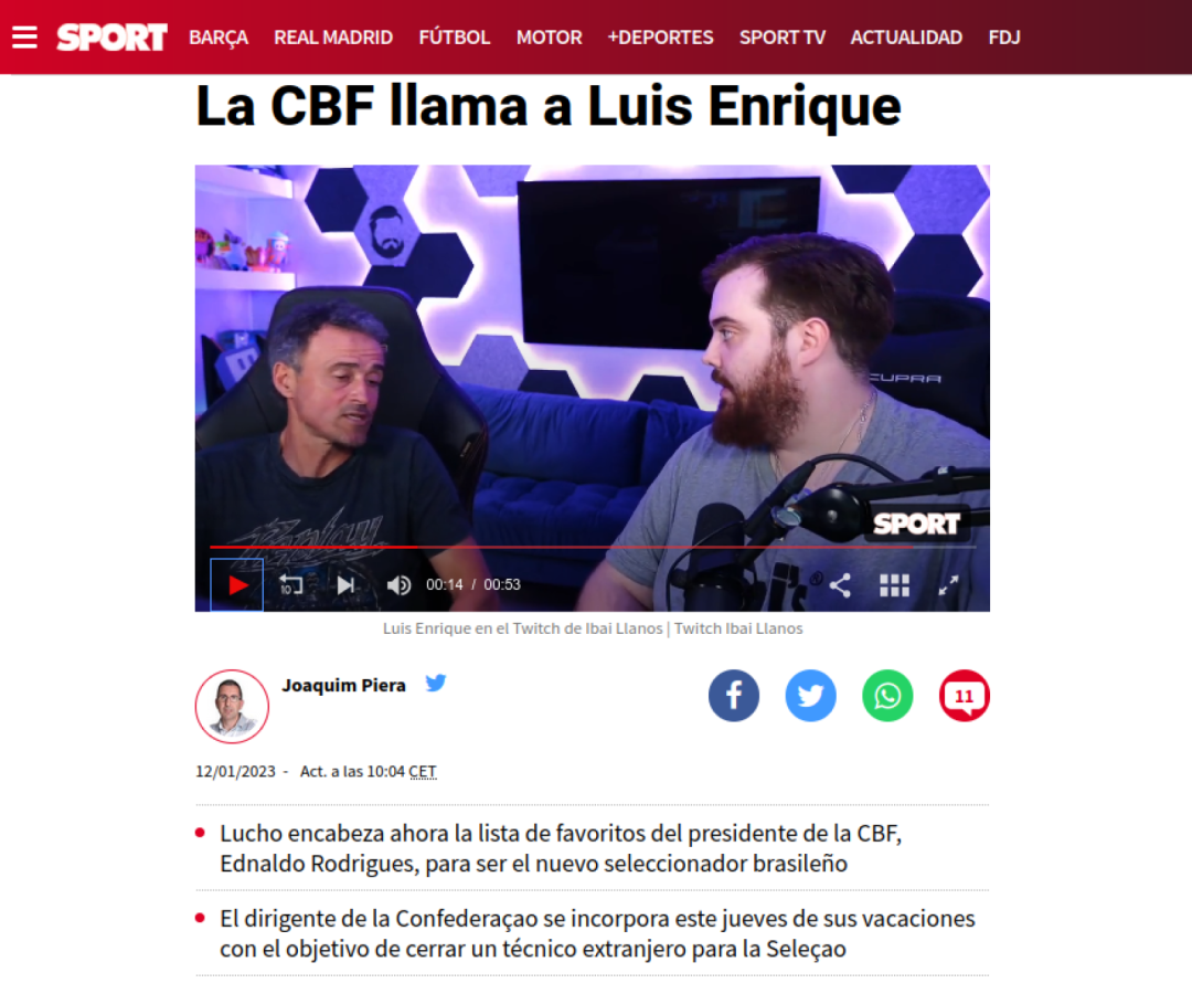 Imagen Luis Enrique en carrera para dirigir Brasil