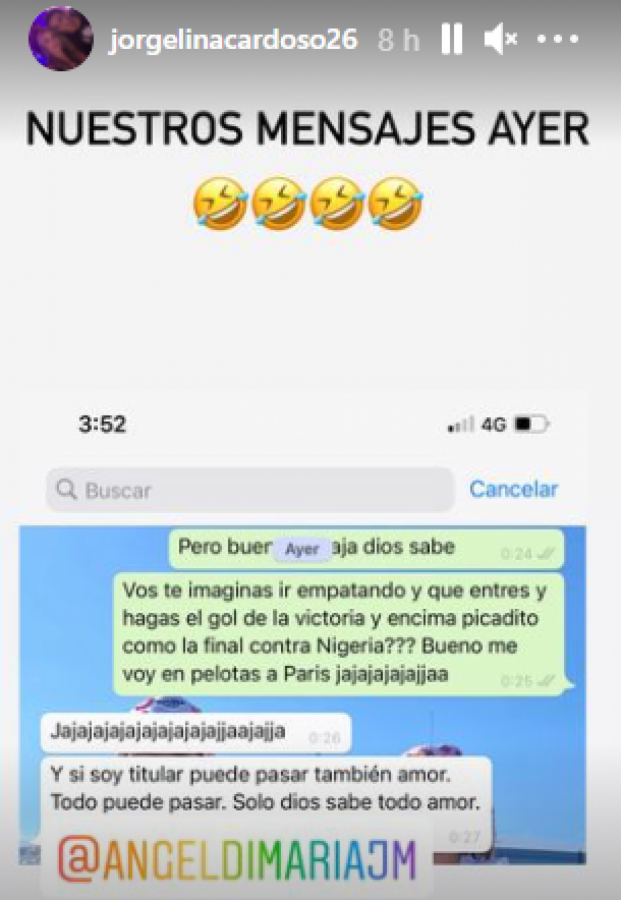 Imagen El diálogo entre Di María y su mujer en la previa