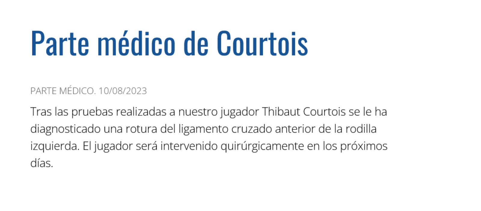 Imagen El parte médico de Courtois.