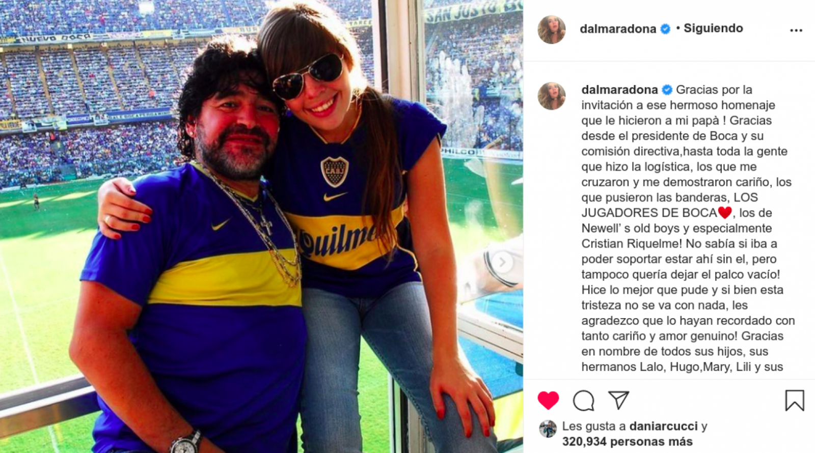 Imagen El posteo de Dalma en Instagram