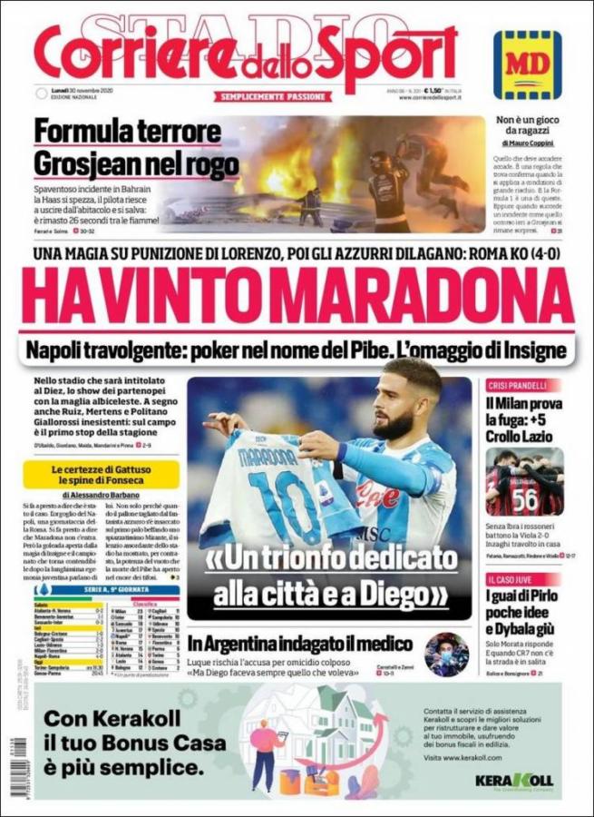 Imagen Corriere Dello Sport, "Ganó Maradona"