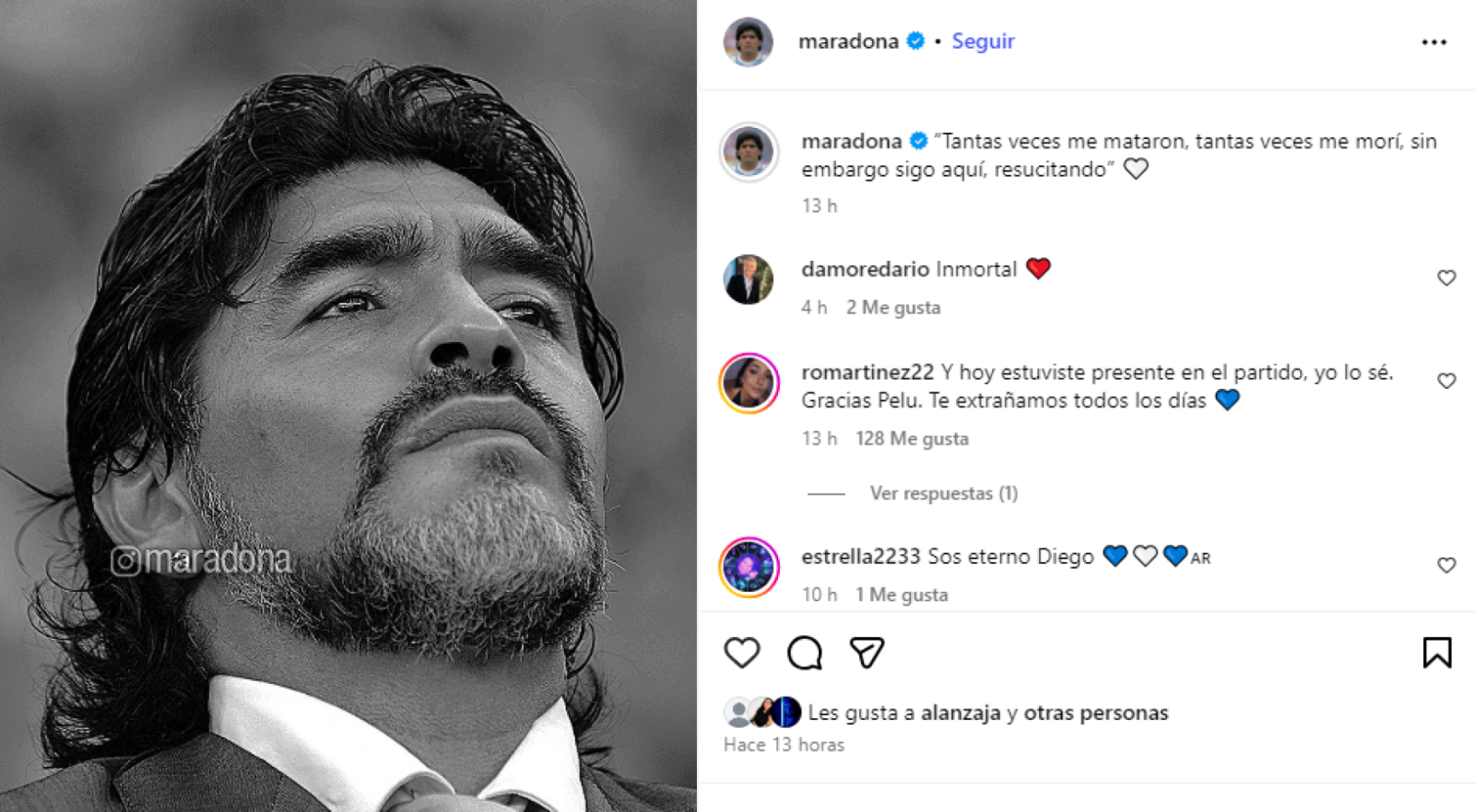 Imagen El posteo de la cuenta oficial de Diego Maradona.