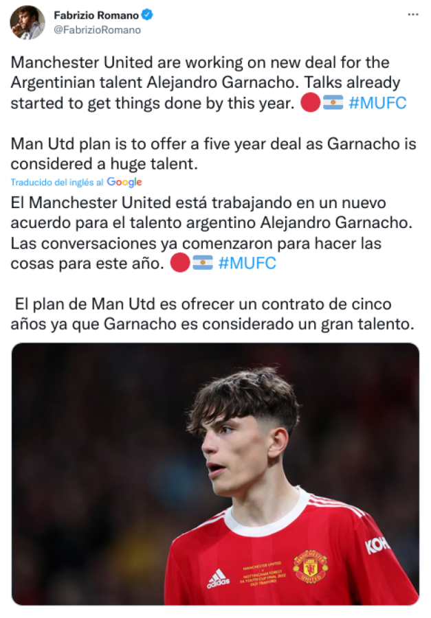 Imagen El Manchester United y la mejora para Garnacho.