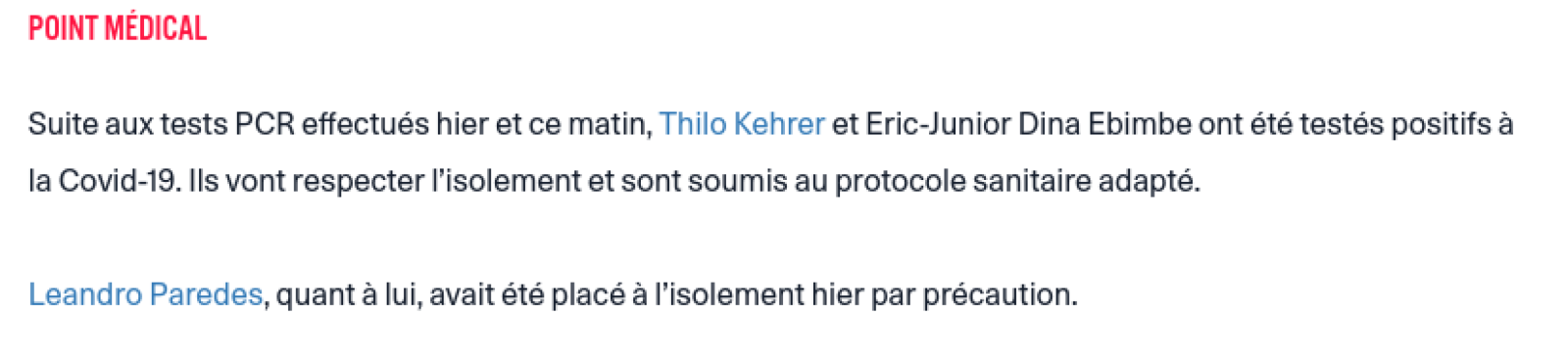 Imagen Parte médico de PSG