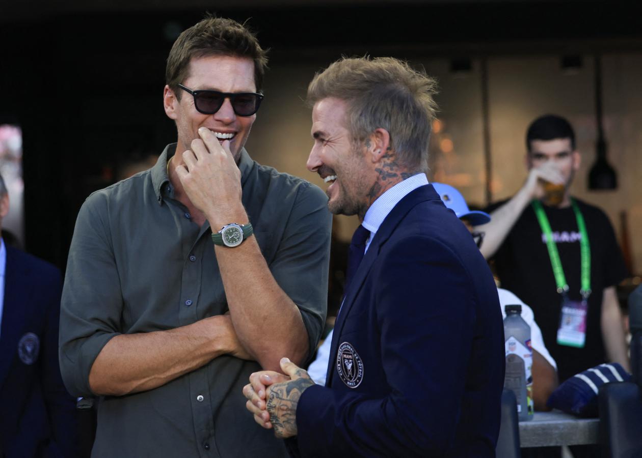 Imagen Tom Brady y David Beckham, antes del partido de Inter Miami ante Cincinnati.