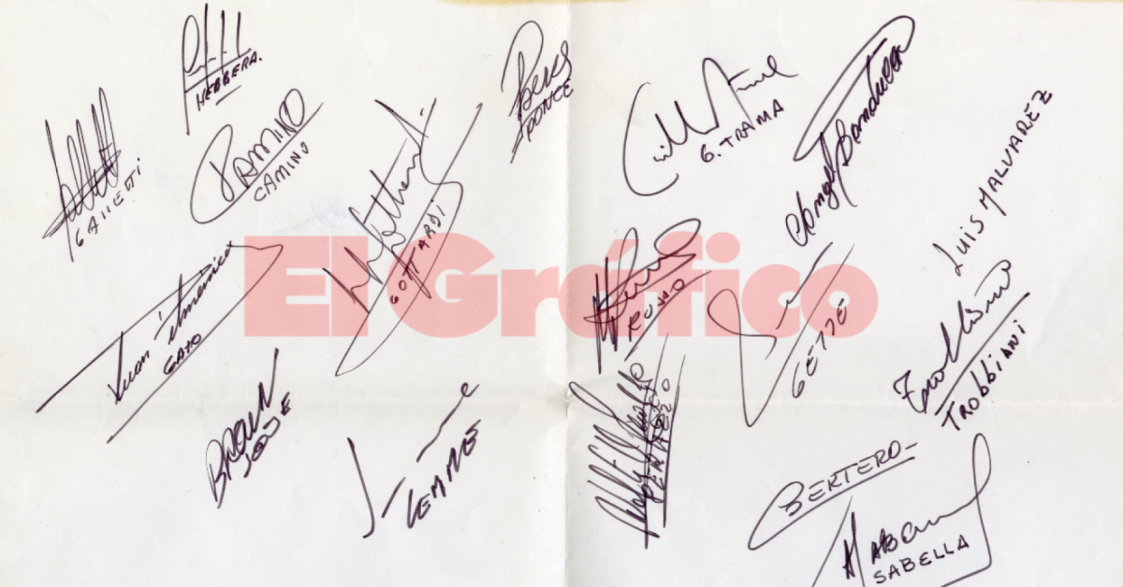Imagen La firma de todos los jugadores de ese equipo glorioso de 1983