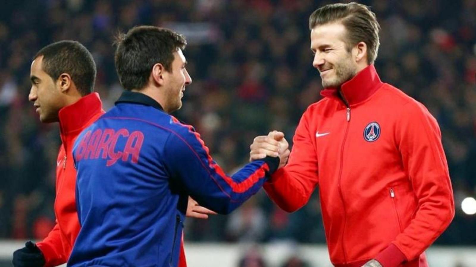 Imagen Messi y Beckham, en un Barcelona vs PSG