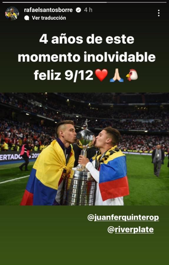 Imagen Rafael Santos Borré en su historia de Instagram.