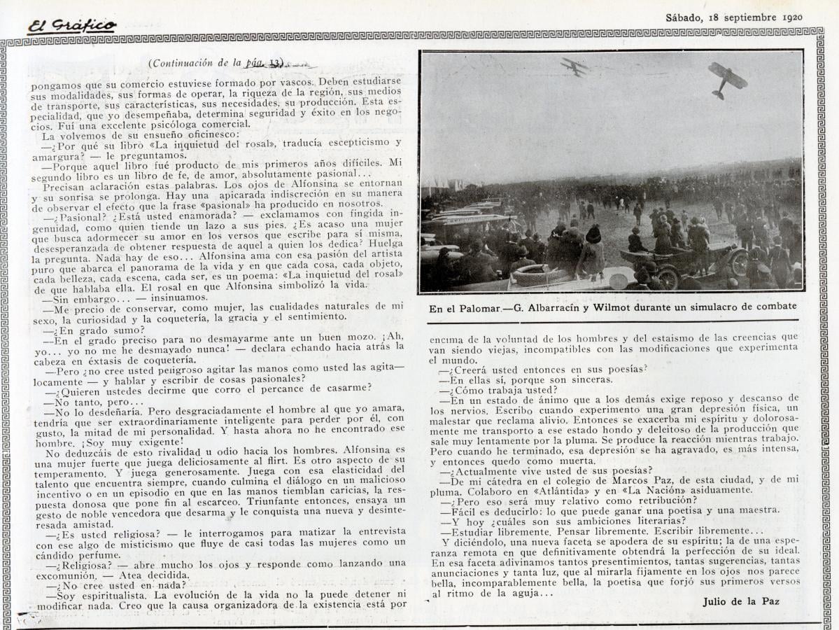 Imagen Segunda página de la entrevista a Alfonsina Storni en 1920