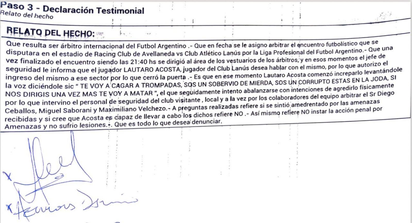 Imagen La declaración testimonial de Herrera (Gentileza @okdobleamarilla)