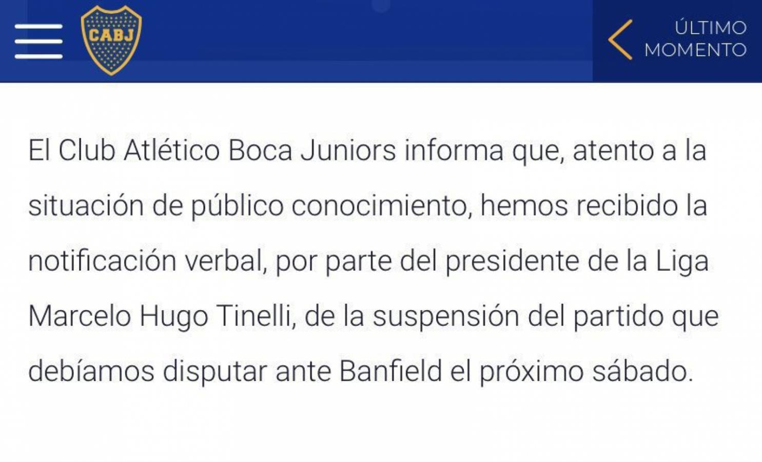 Imagen Este es el comunicado emitido por Boca, que provocó la reacción de Marcelo Tinelli.