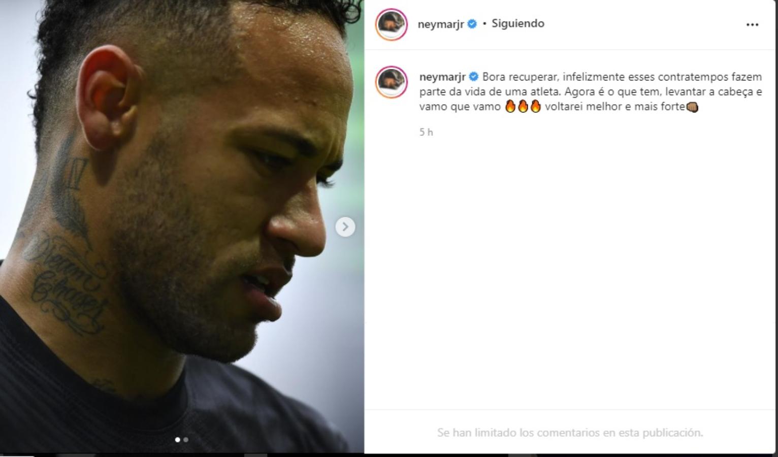 Imagen La publicación de Neymar en sus redes sociales 