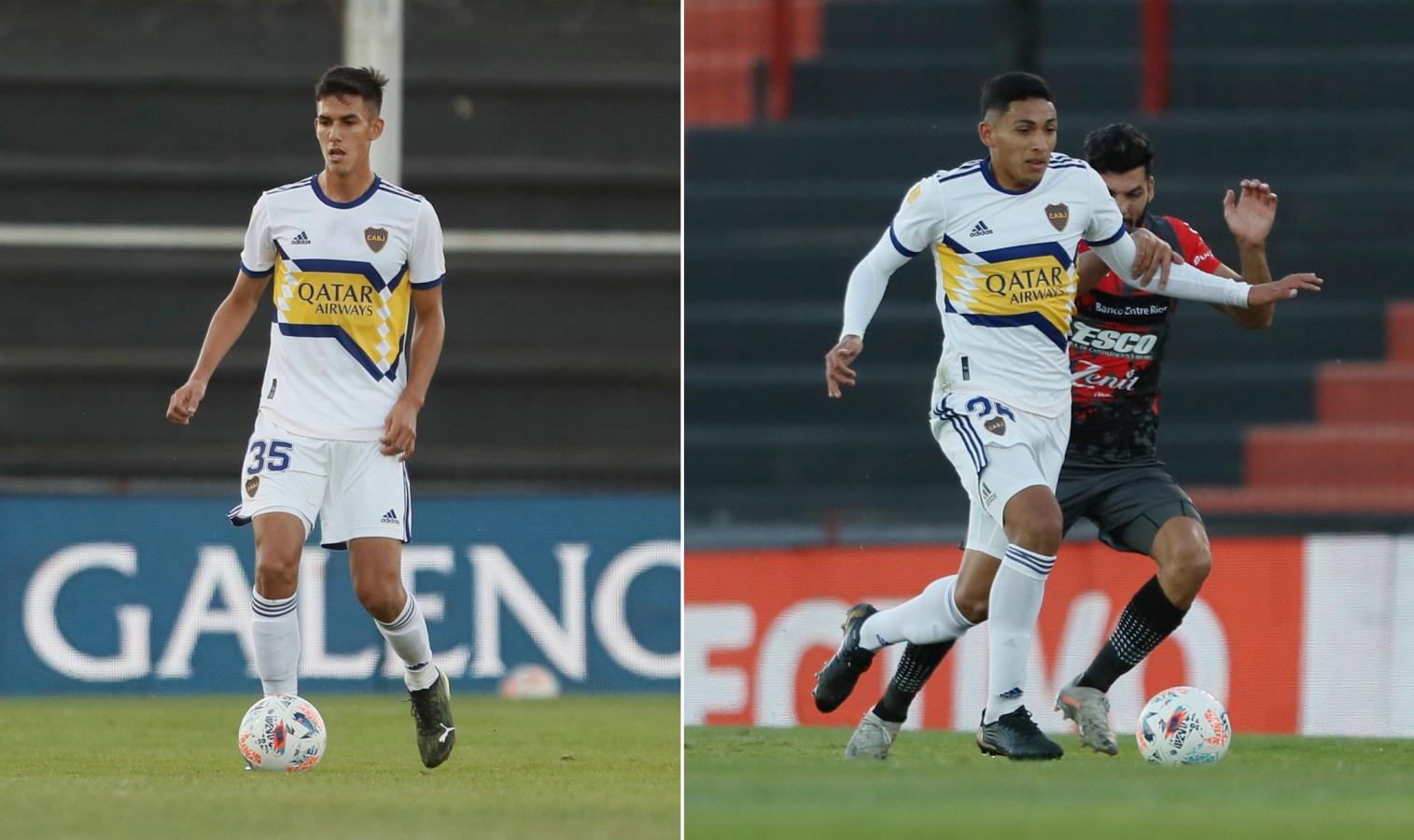 Renzo Giampaoli e Ignacio Ezequiel Fernández fueron dos de los tres debutantes del Xeneize esta tarde en Paraná. Fotos: @BocaJrsOficial