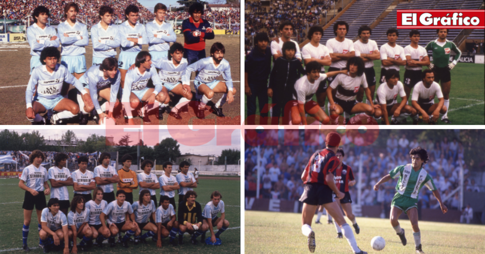 Imagen Belgrano de Cordoba (1987), Platense (1984), Argentino de Quilmes (1989) y Excursionistas (1991)