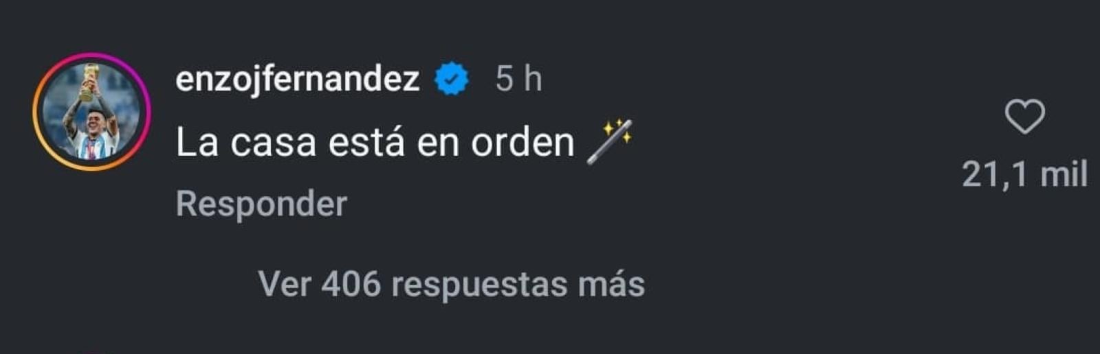 Imagen  El comentario de Enzo Fernández ante la vuelta de Enzo Pérez.