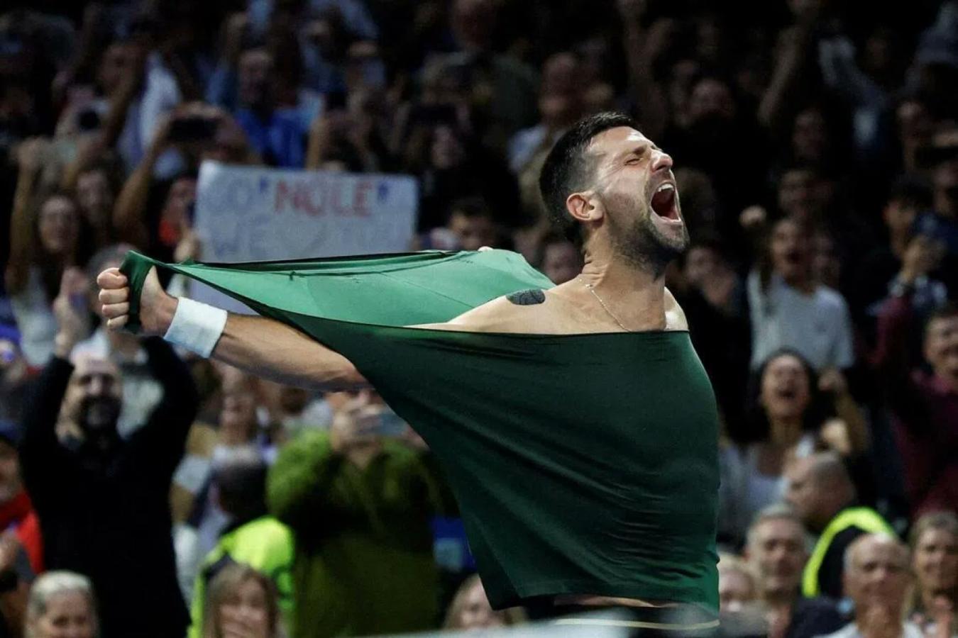 Imagen El festejo alocado de Djokovic. Foto: @DjokovicFan_