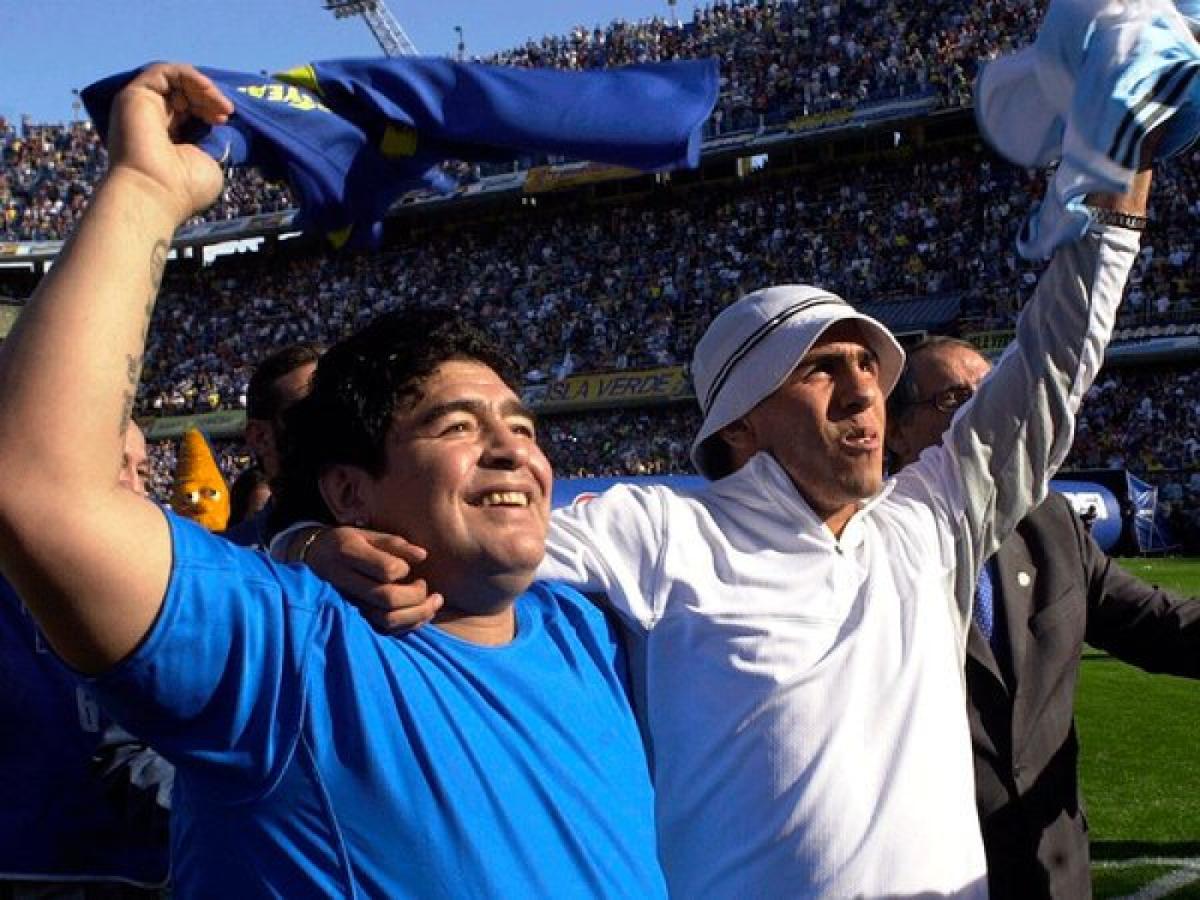 Imagen Maradona y Tevez, ídolos del pueblo xeneize.