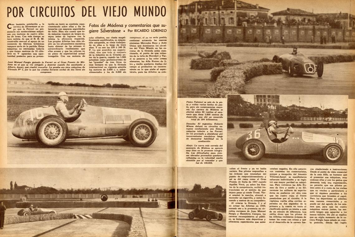 Imagen La crónica de El Gráfico con textos de Ricardo Lorenzo y fotos del Gran Premio de Módena desarrollado semanas antes.