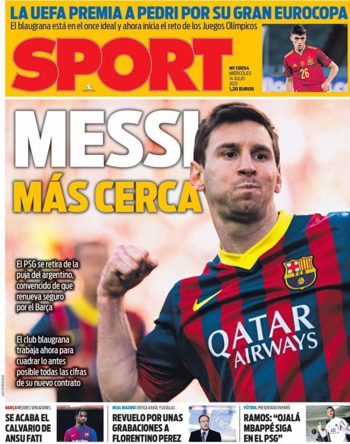 Imagen La tapa de Sport de este miércoles.