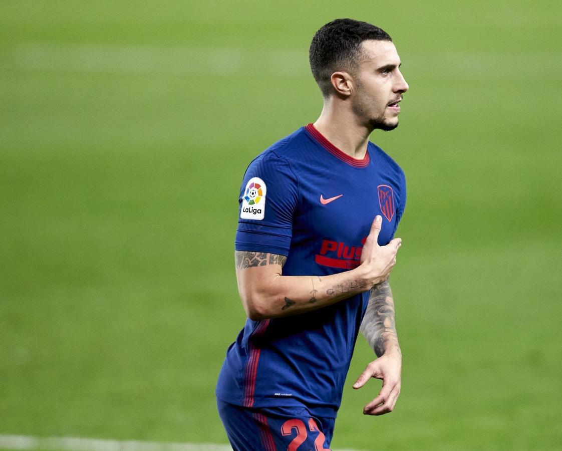 Mario Hermoso festeja su tanto, que sirvió para abrir el marcador.