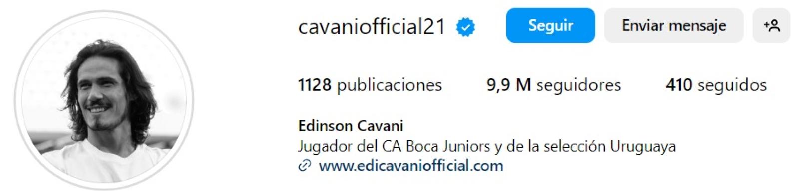 Imagen Cavani cambió su biografía.