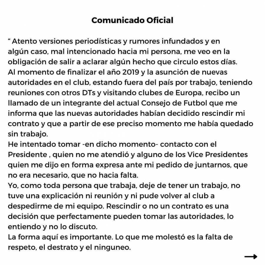 Imagen El comunicado de Rolando Schiavi