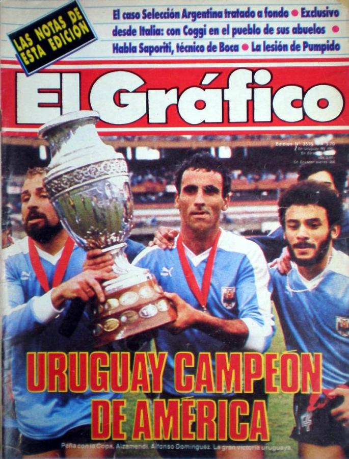 Imagen Alzamendi levantó la Copa América en 1987 en cancha de River y fue tapa de El Gráfico.