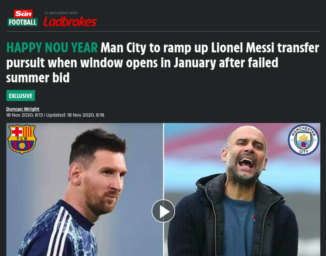 Imagen Según The Sun, el Manchester City arremete por Messi