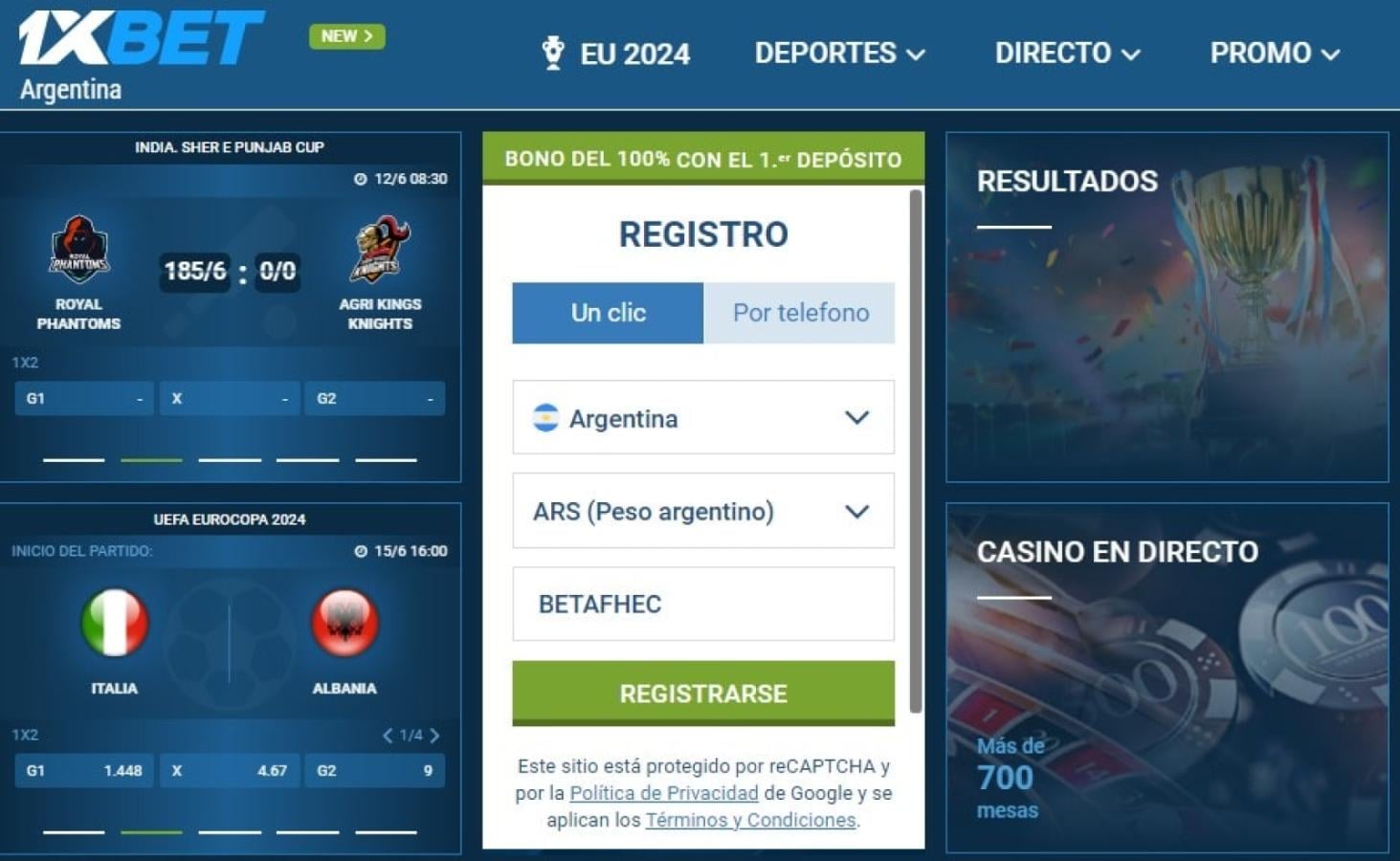 Imagen Código promocional 1xbet