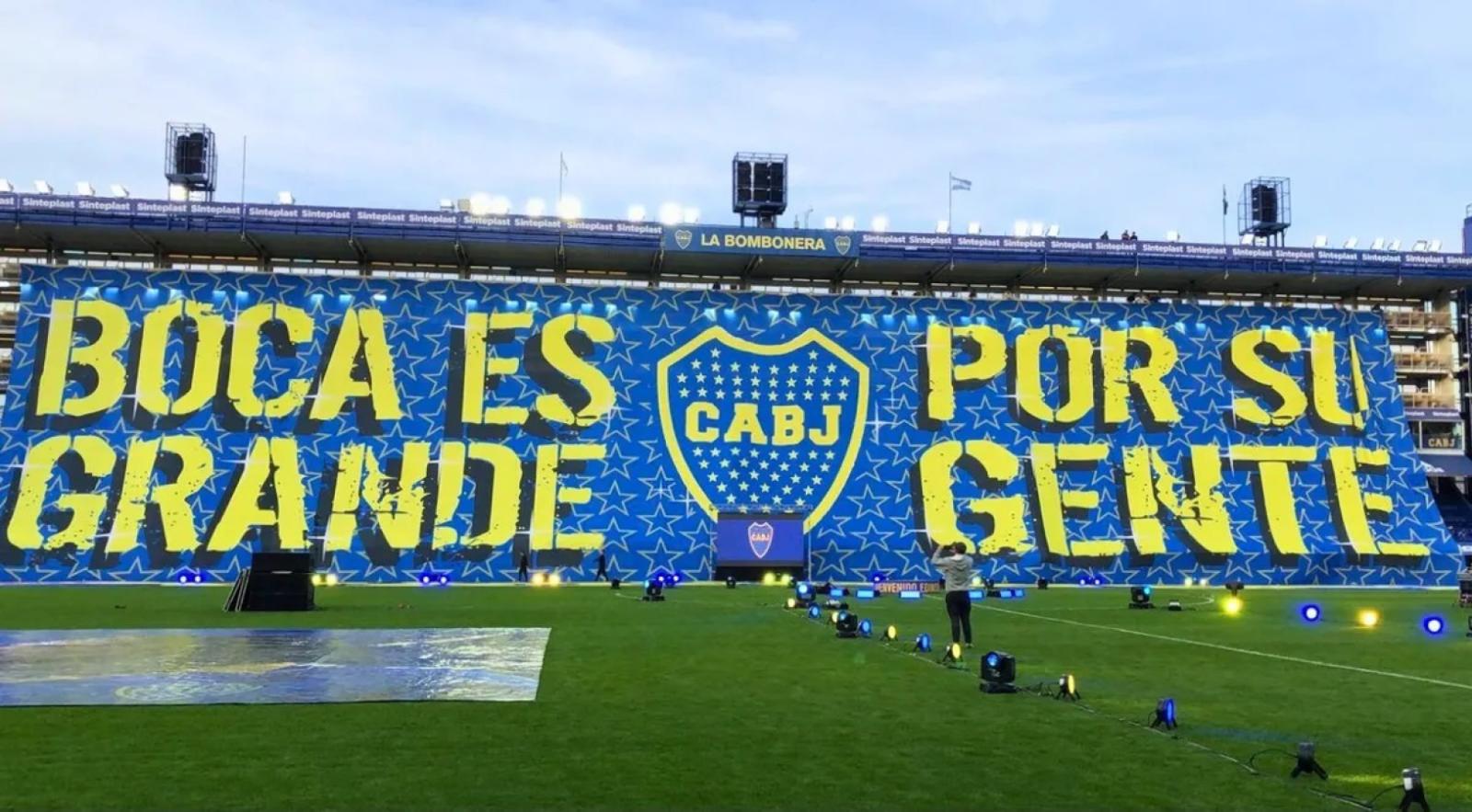 Imagen "Boca es grande por su gente". La bandera a la que hizo mención MIgliore.